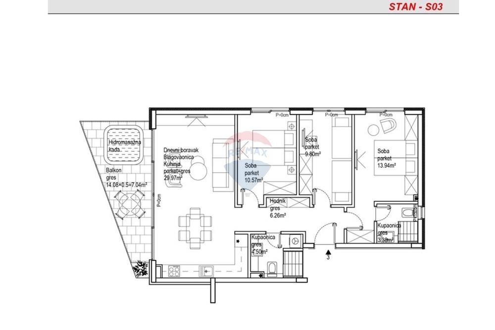 Stanovanje Sukošan, 88,01m2