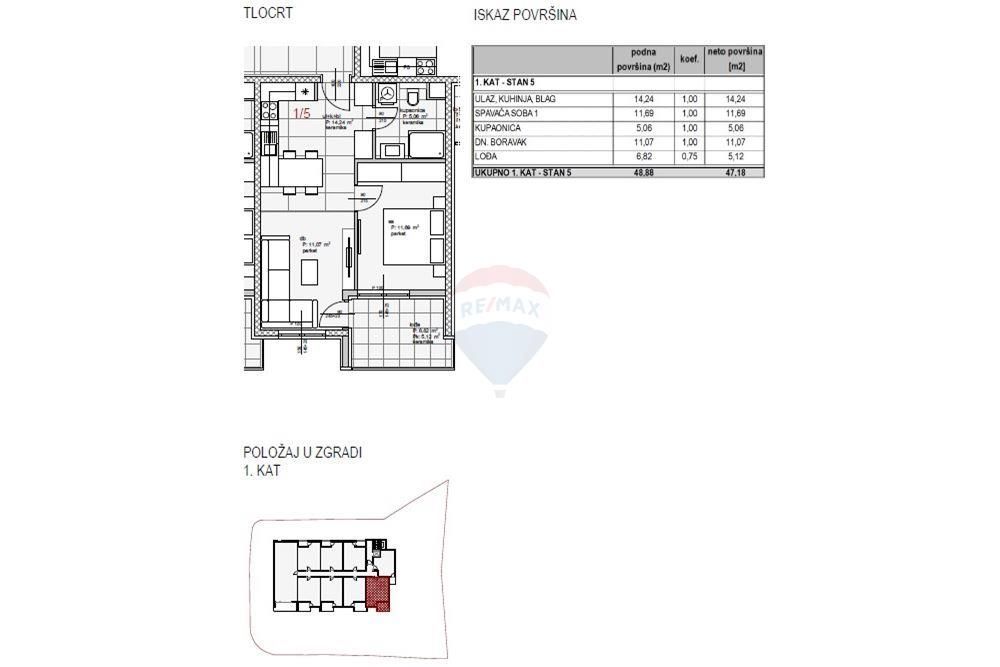 Stanovanje Mocire, Zadar, 47,18m2