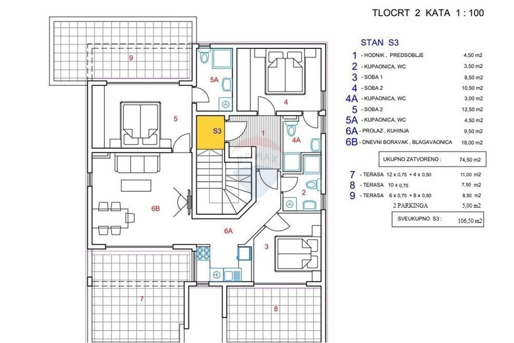 Stanovanje Novalja, 106,50m2