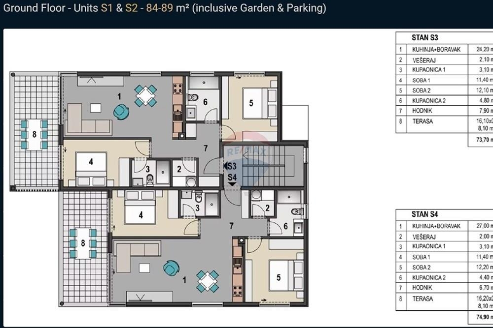 Stanovanje Mandre, Kolan, 73,70m2