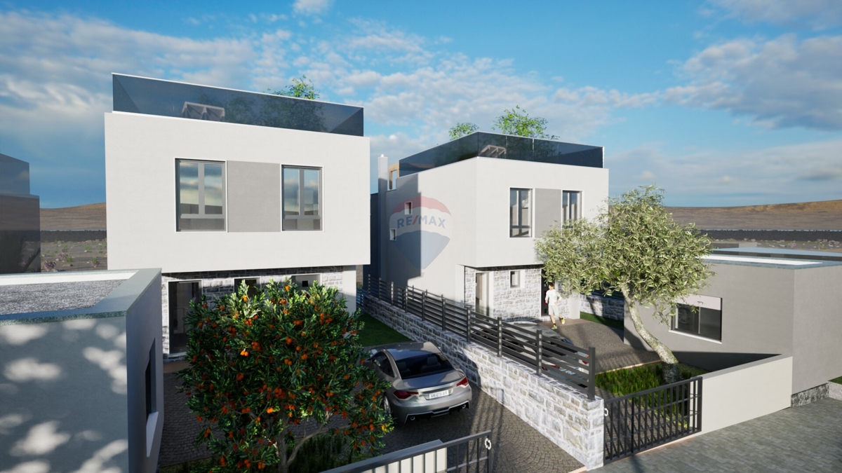 Ekskluzivni projekt! Moderna vila s strešno teraso in bazenom, Primoštenu
