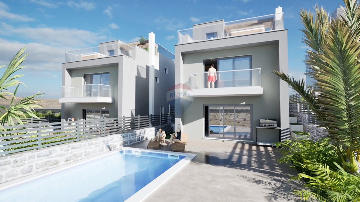 Ekskluzivni projekt! Moderna vila s strešno teraso in bazenom, Primoštenu