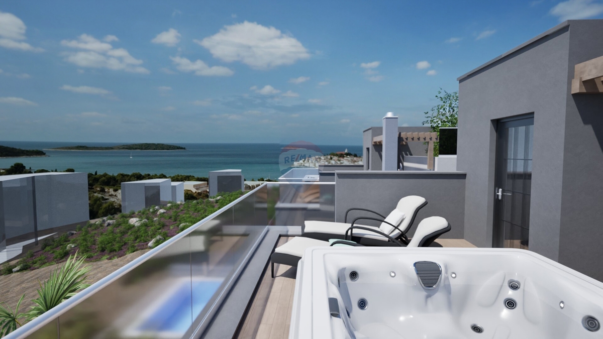 Ekskluzivni projekt! Moderna vila s strešno teraso in bazenom, Primoštenu