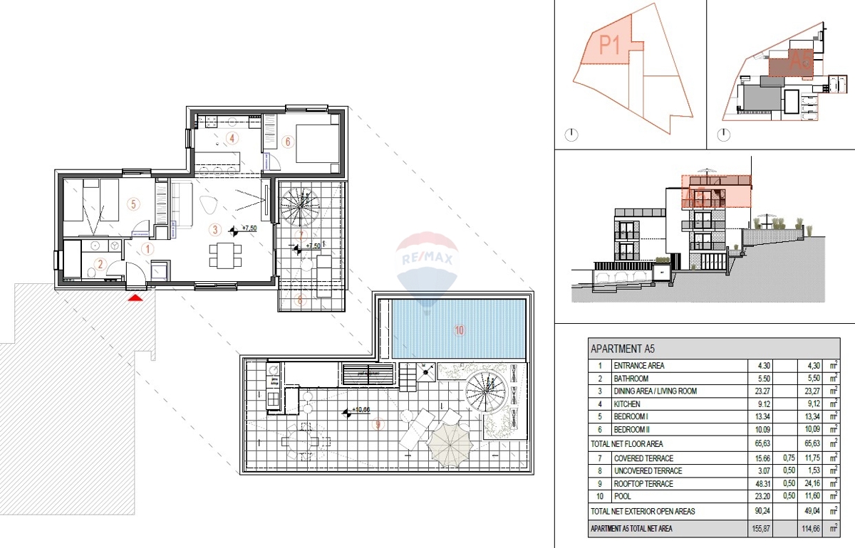 Luksuzni apartma s strešno teraso in bazenom (A5) - Primošten