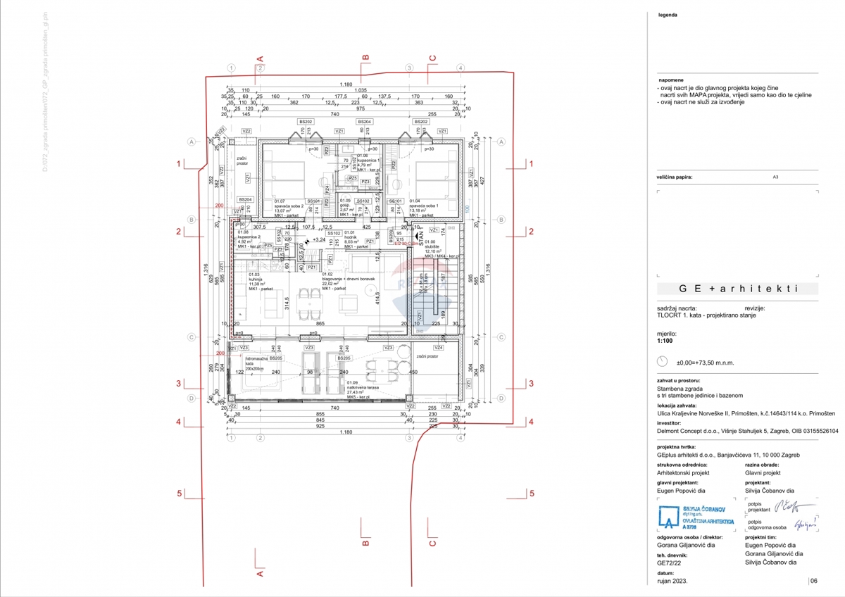 Dvosobno stanovanje z vrhunsko opremo v 1. nadstropju, 97,15 m², Primošten