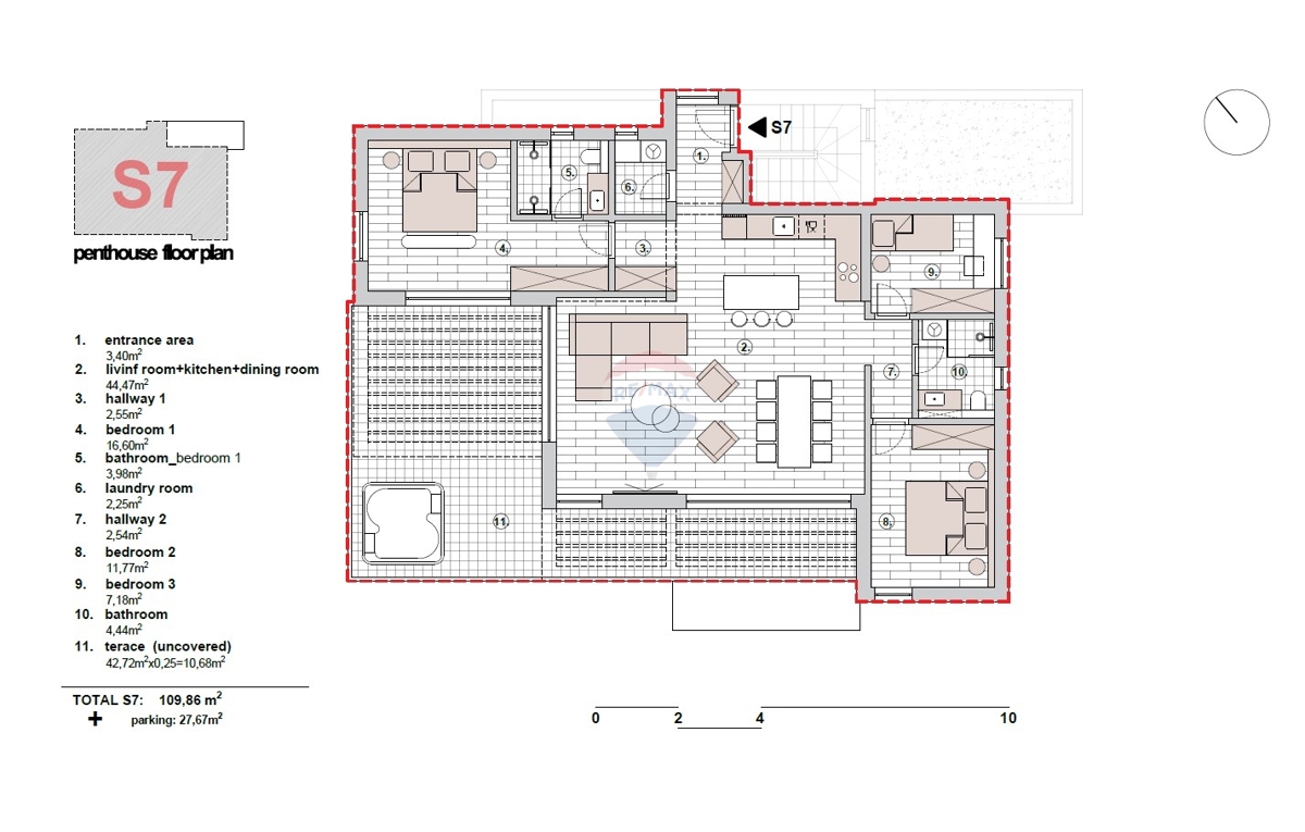 Luksuzni penthouse s tremi spalnicami in panoramskim razgledom (S7), Primošten