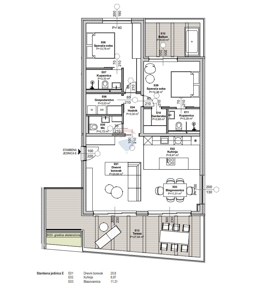 Stanovanje / Apartma Tribunj, 128,47m2