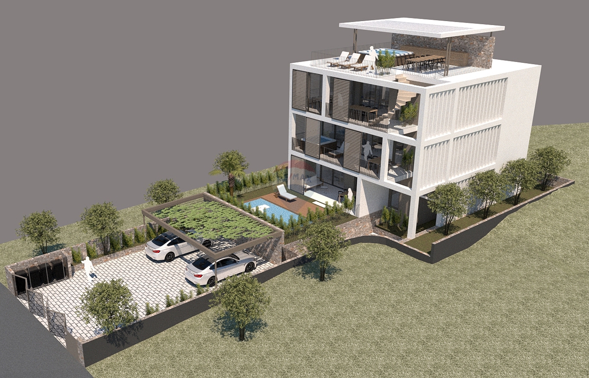 Dvosobno stanovanje z ogrevanim bazenom, vrtom in vrhunsko opremo 97,1 m², Primošten