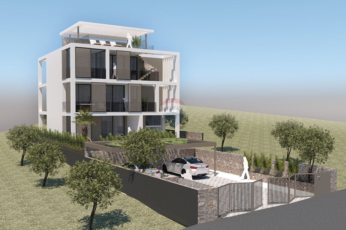 Dvosobno stanovanje z ogrevanim bazenom, vrtom in vrhunsko opremo 97,1 m², Primošten