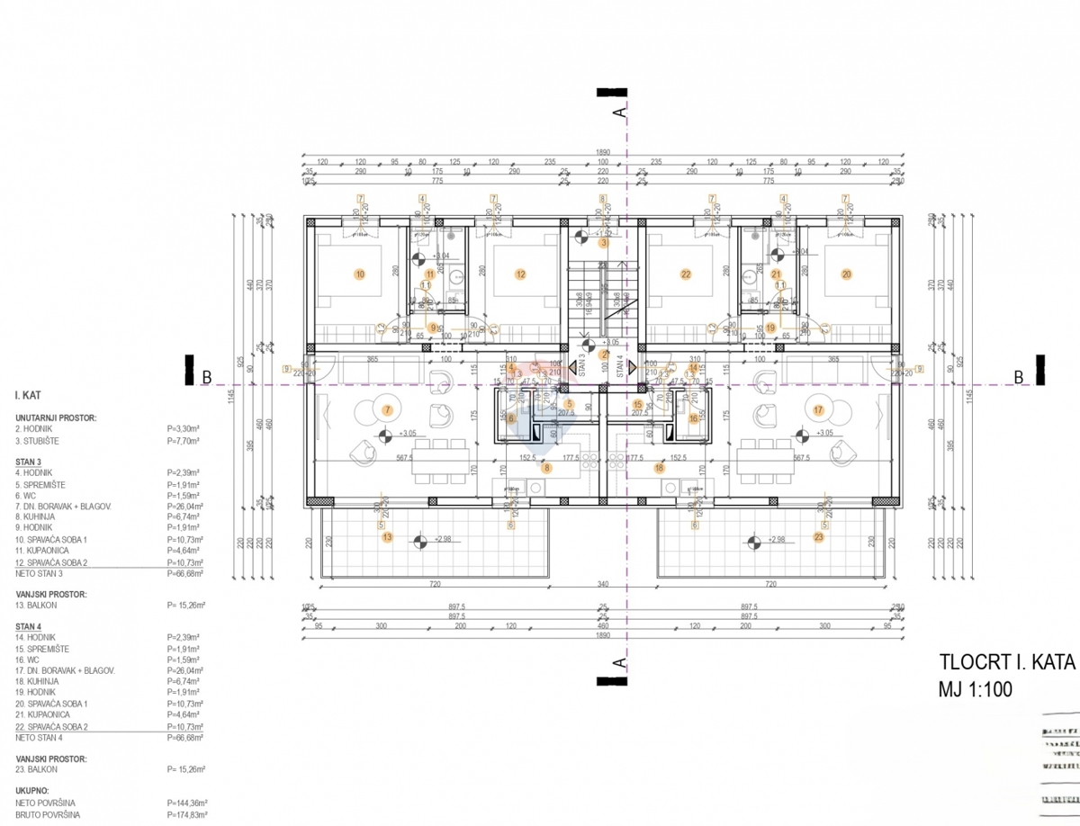 Dvosobno stanovanje (S4) 77,81m2 Stivašnica, Rogoznica