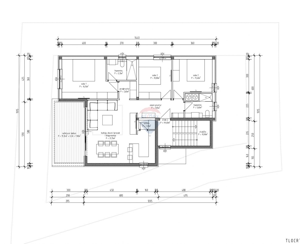 Trosobno stanovanje ob morju, 107m2, Rogoznica