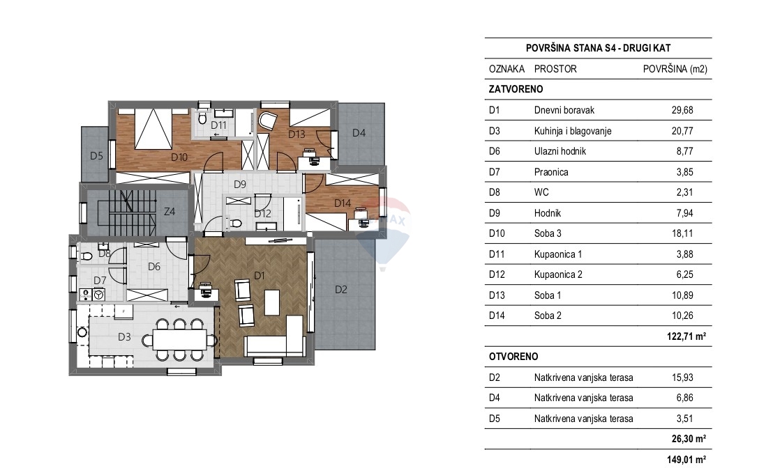 Stanovanje / Apartma Vidici, Šibenik, 135,86m2