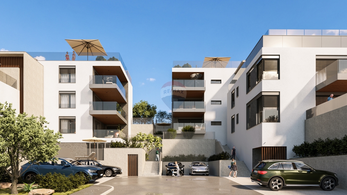 Vrhunski apartma z bazenom in pogledom na morje, 2 spalnici (A1) – Primošten