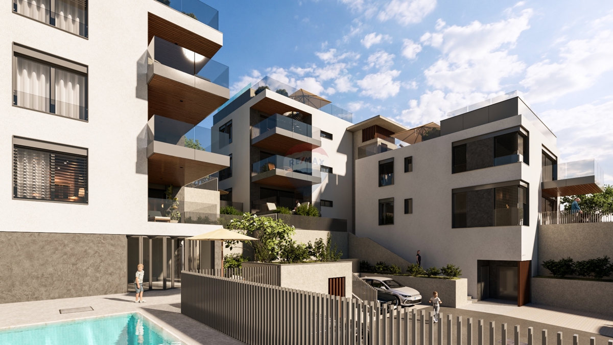 Vrhunski apartma z bazenom in pogledom na morje, 2 spalnici (A1) – Primošten