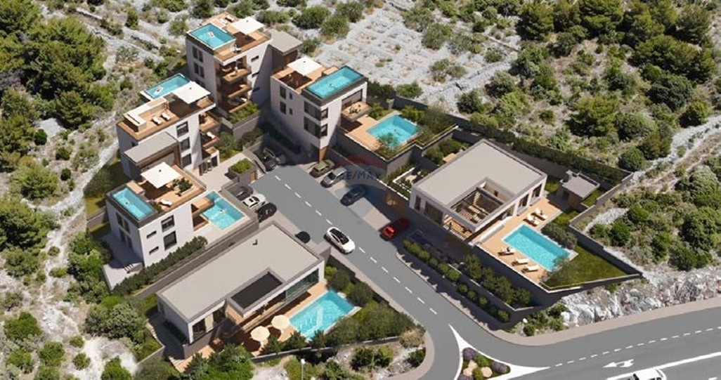 Vrhunski apartma z bazenom in pogledom na morje, 2 spalnici (A1) – Primošten