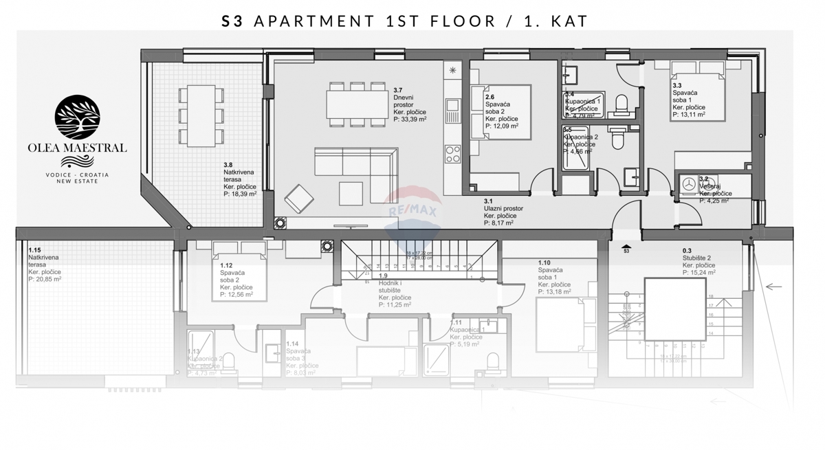 Stanovanje / Apartma Vodice, 97,28m2