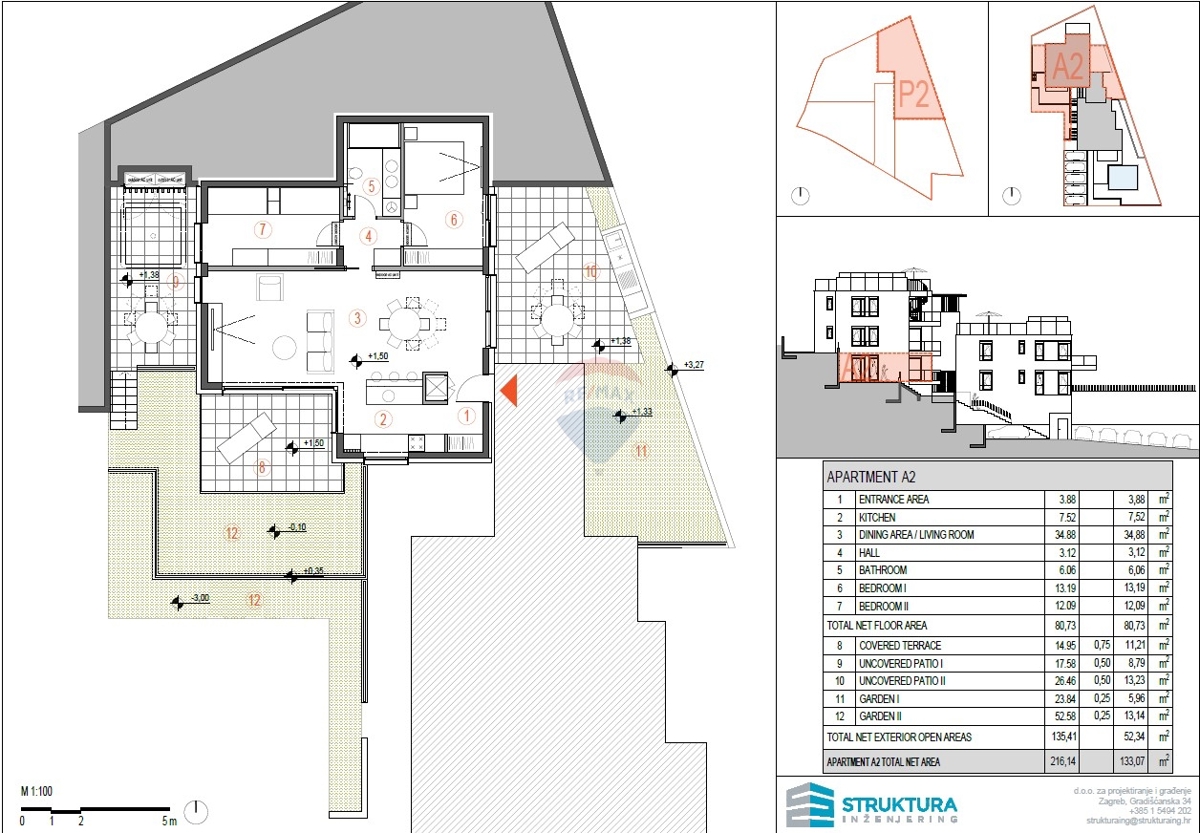 Premium apartma s pogledom na morje, 2 spalnici (A2) – Primošten