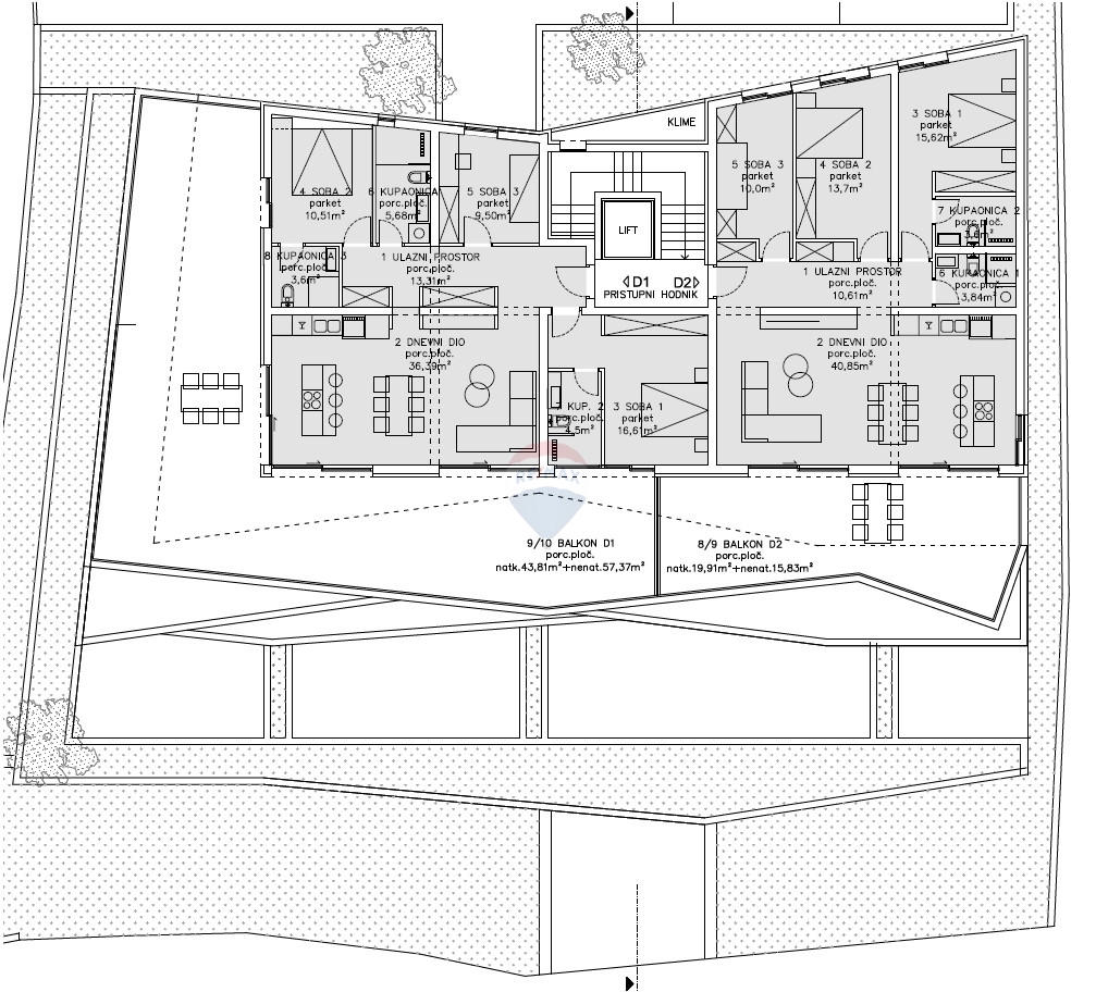 Luksuzni penthouse s čudovitim razgledom in strešno teraso, novogradnja (D2) - Primošten