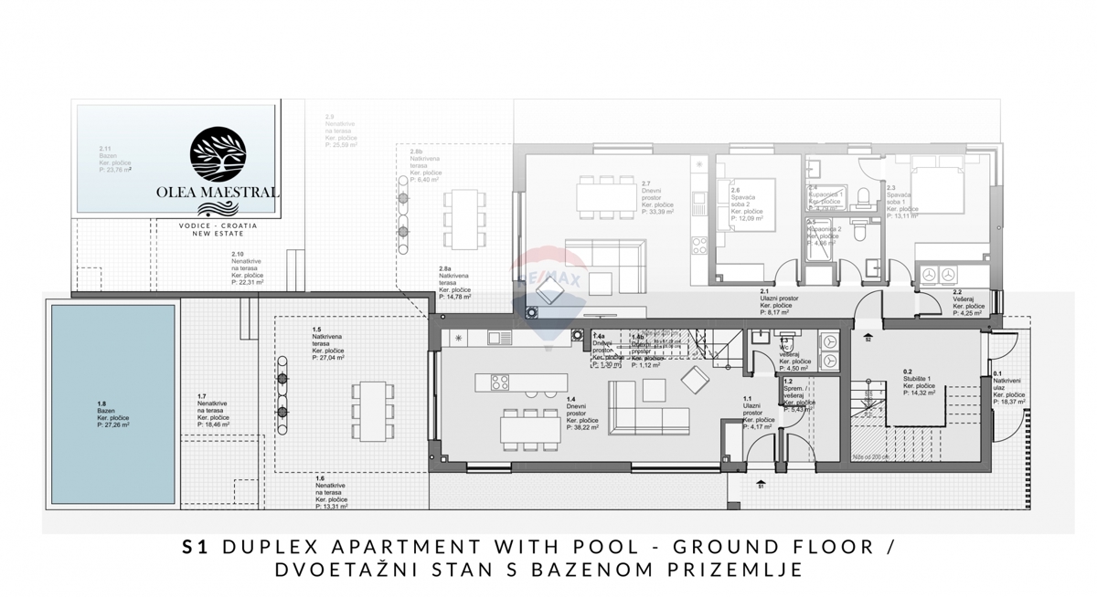 Stanovanje / Apartma Vodice, 165,37m2
