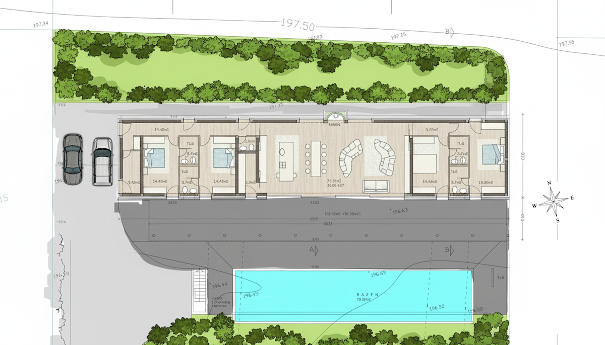 Luksuzna vila v gradnji s panoramskim razgledom – območje Buj, blizu meje s Slovenijo