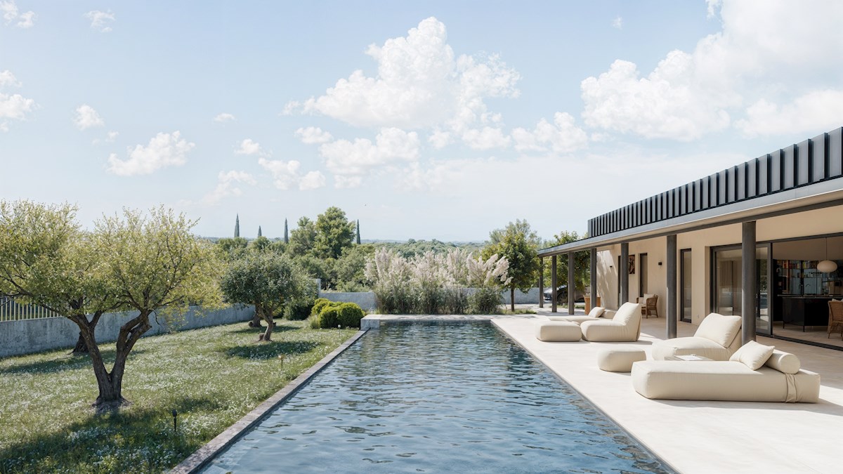 Luksuzna vila v gradnji s panoramskim razgledom – območje Buj, blizu meje s Slovenijo