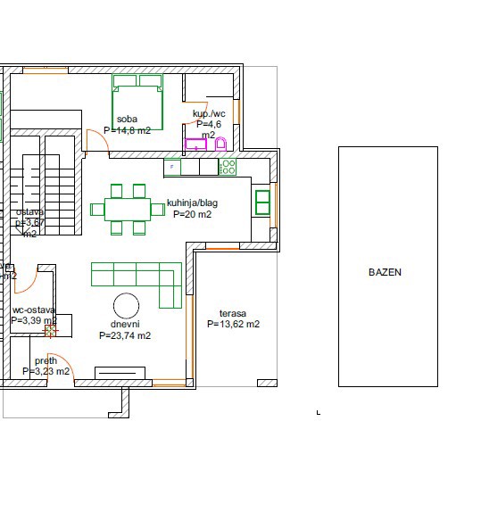 Pula, Loborika-okolica, dvojna hiša z bazenom