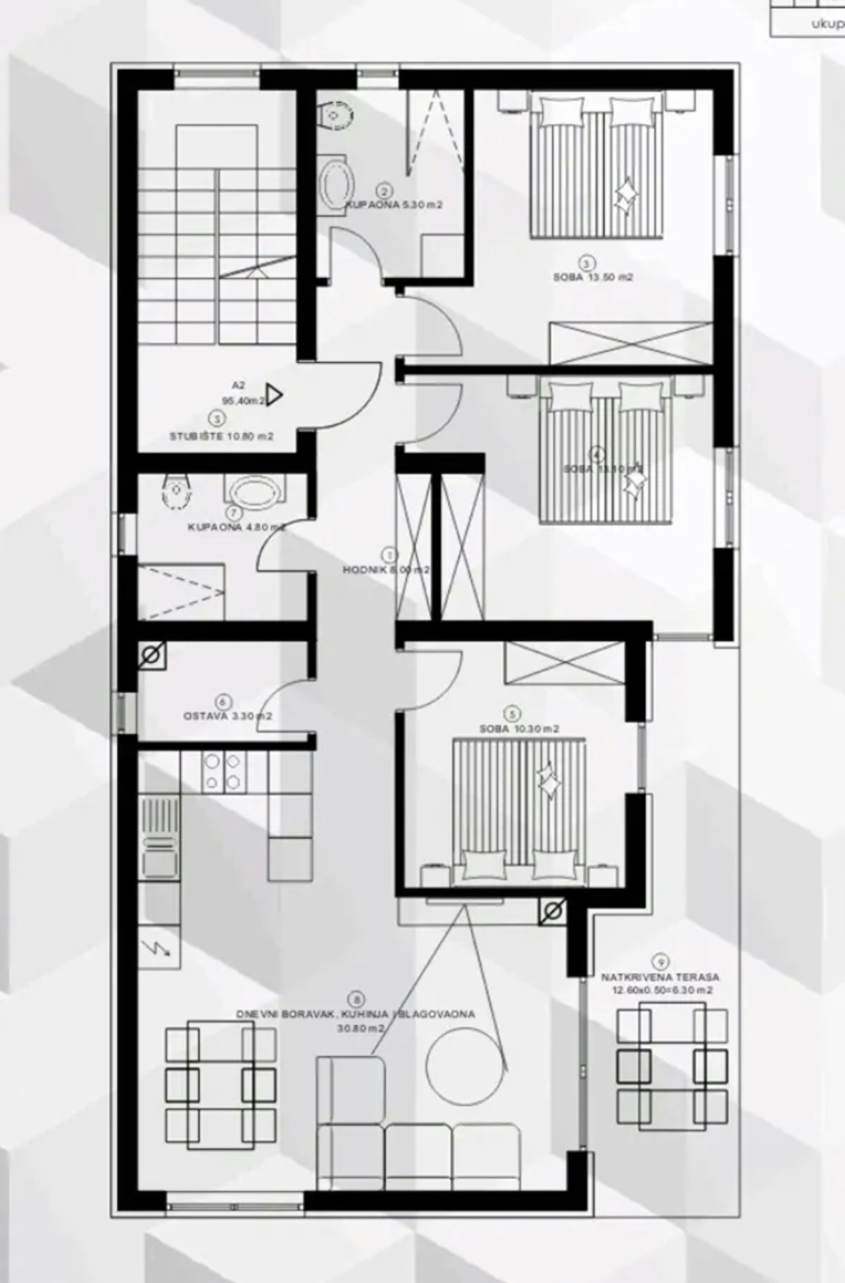 Pješčana uvala – novo stanovanje v 1. nadstropju s pogledom na morje, 101 m²