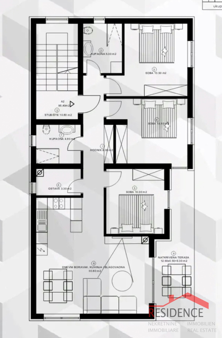 Pješčana uvala – novo stanovanje v 1. nadstropju s pogledom na morje, 101 m²