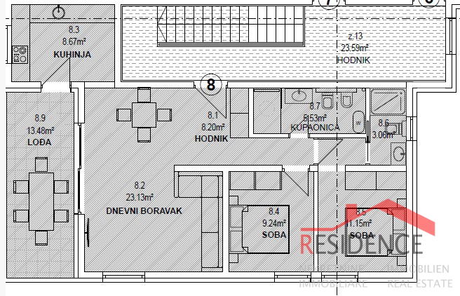 Banjole - Volme, novo stanovanje v drugem nadstropju s pogledom na morje, parking