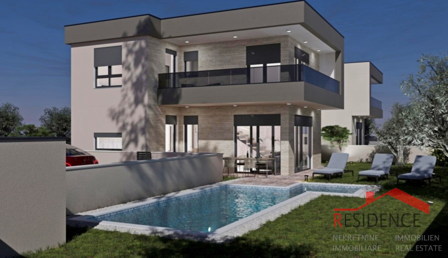Medulin, duplex vila v izgradnji, garaža, bazen