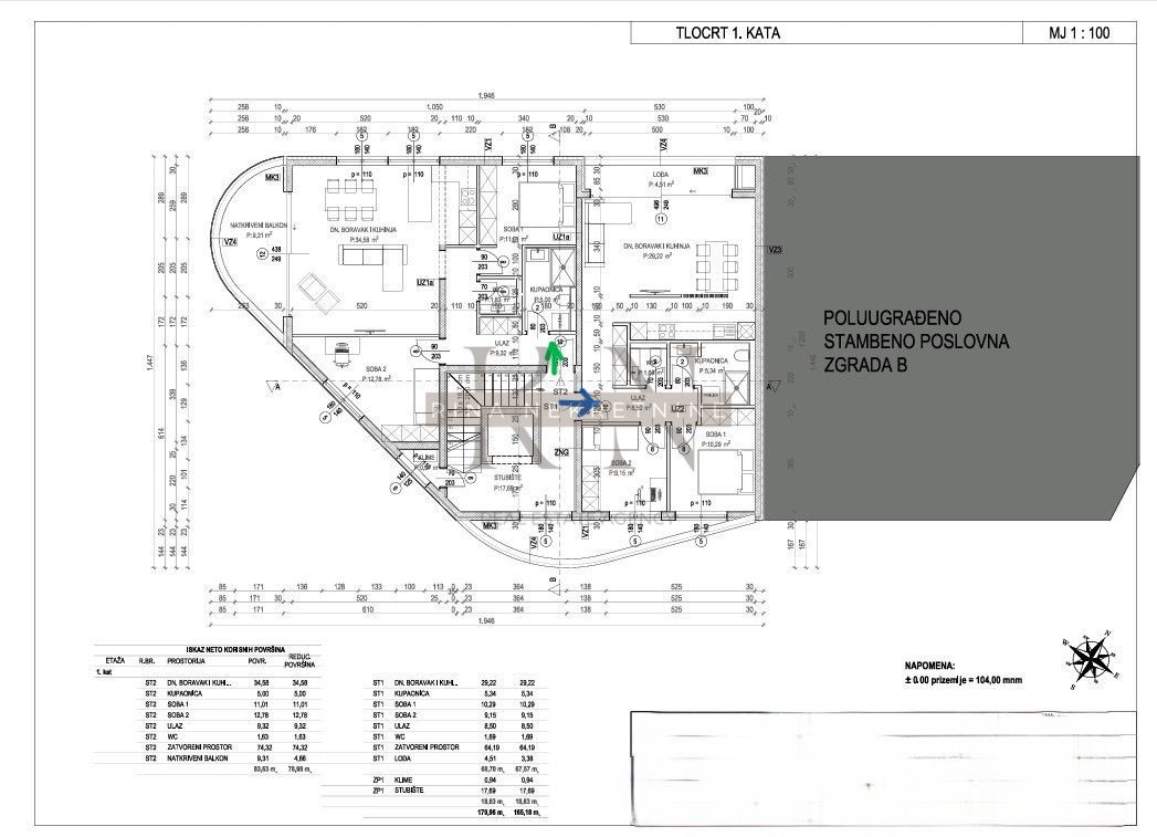 Poreč, 2-sobno stanovanje 70m², 1. nadstropje, pogled na morje