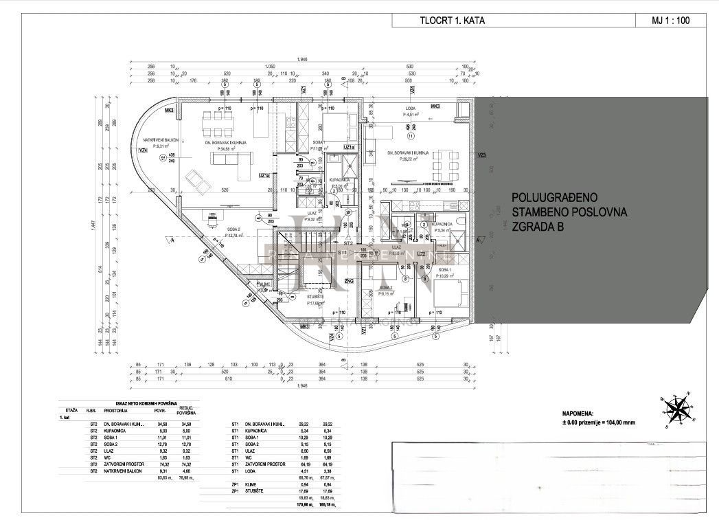 Poreč, 2-sobno stanovanje 78,98 m², 1. nadstropje, pogled na morje