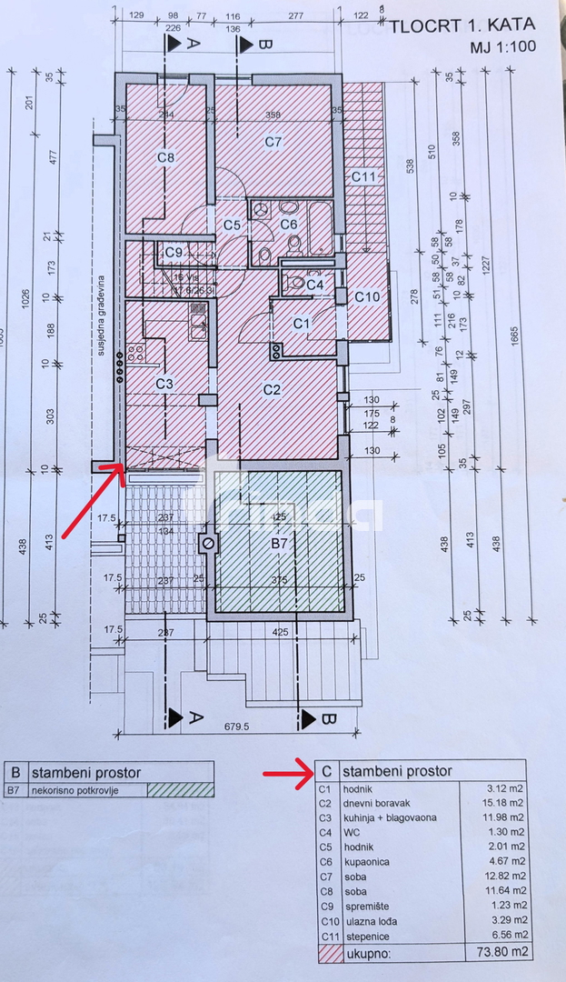 Dvodinjsko stanovanje v mirnem delu širšega središča Rovinja - 127 m2