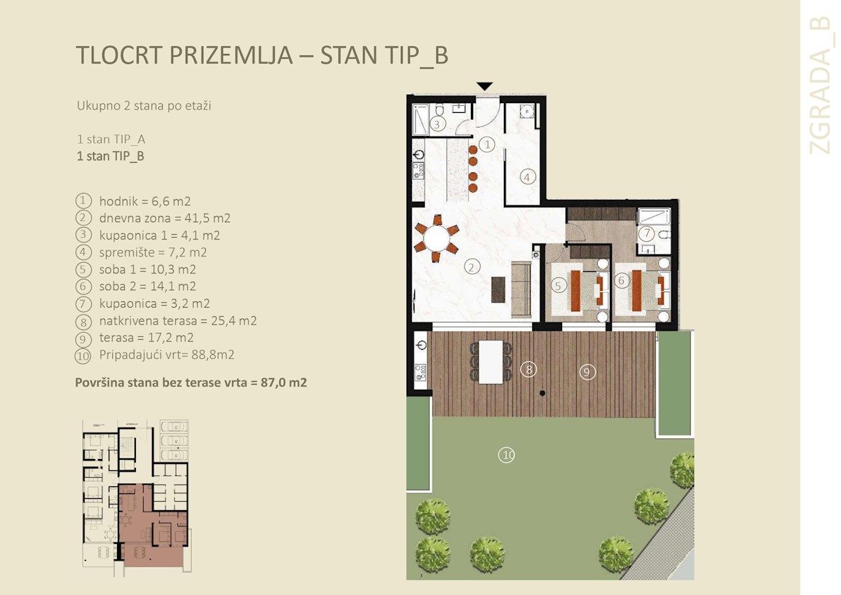 Novigrad, Moderno stanovanje z 2 spalnicama 