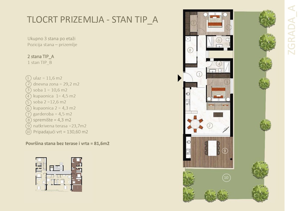 NOVIGRAD – Moderno stanovanje v pritličju z vrtom