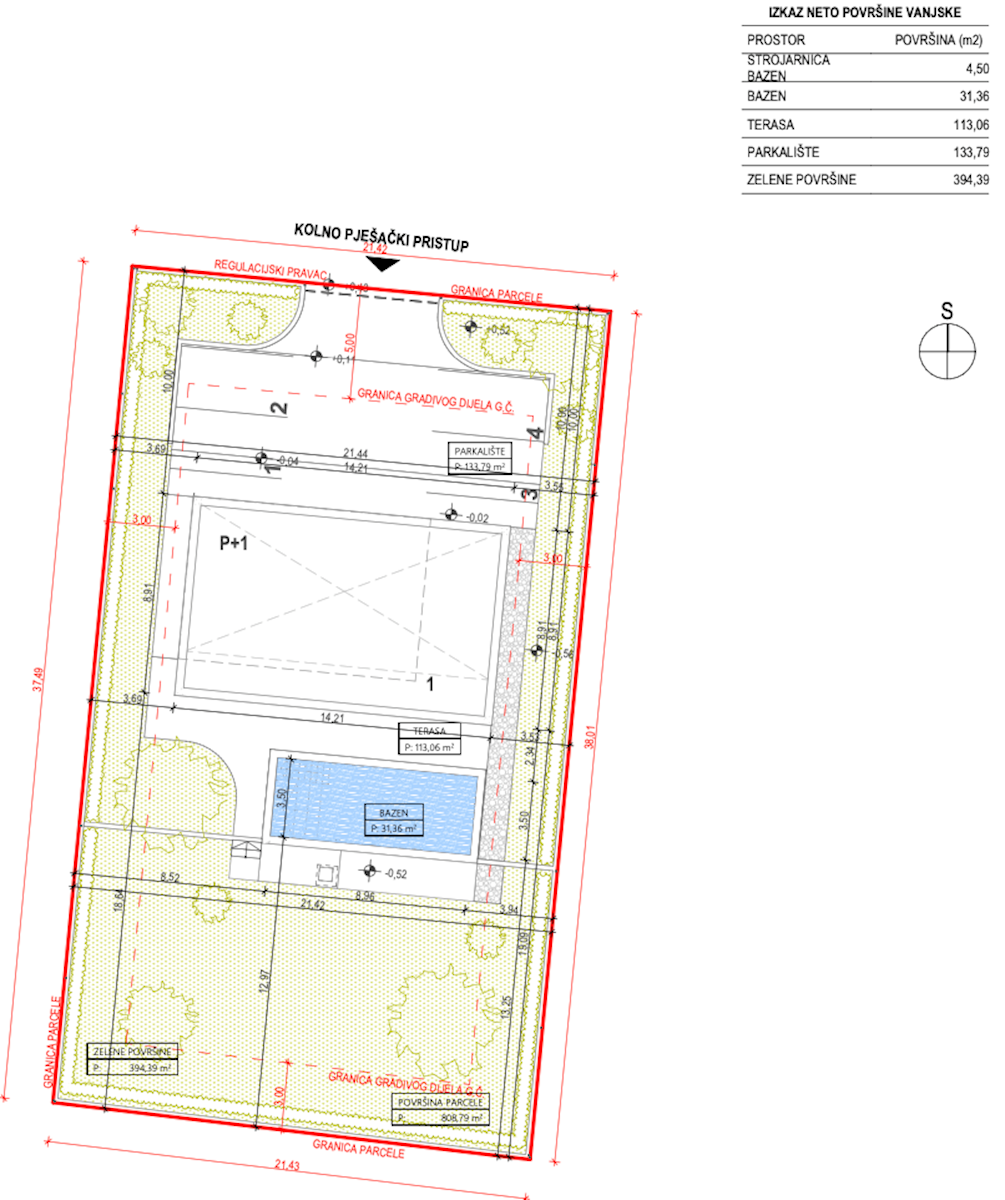 Poreč, Gradbeno zemljišče s projektom in pogledom na morje