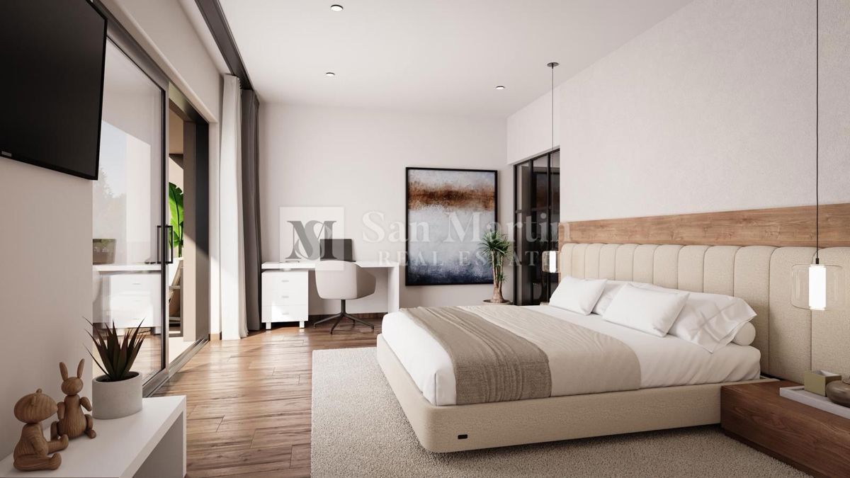 Medulin – Moderna hiša s strešno teraso v bližini morja