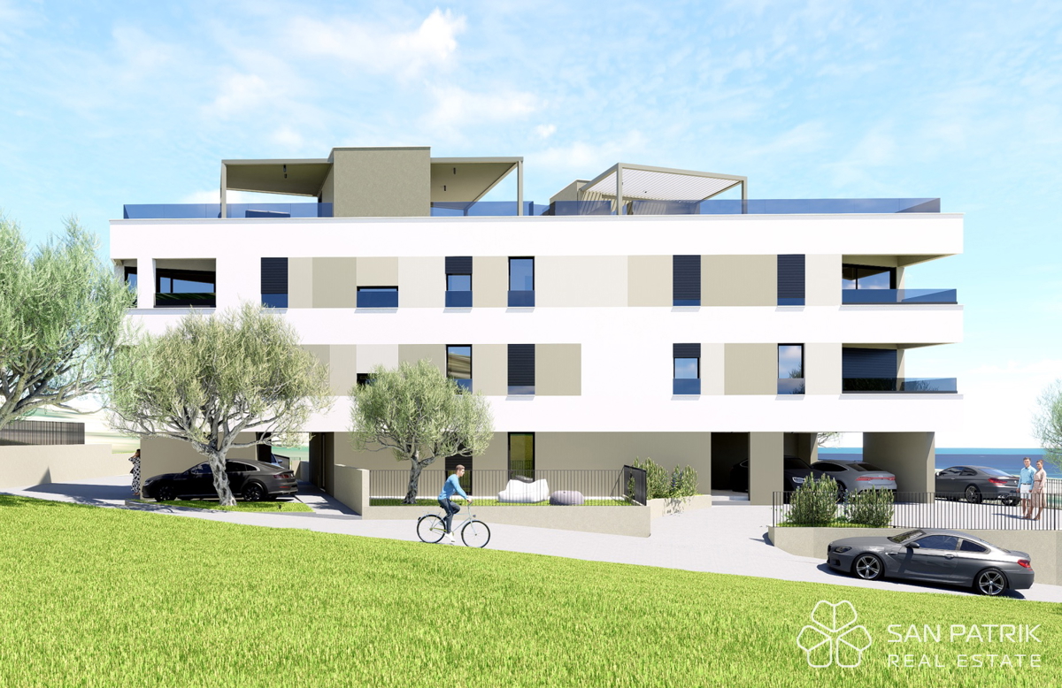 Novogradnja z razgledom na morje, 250 m od plaže, Podstrana