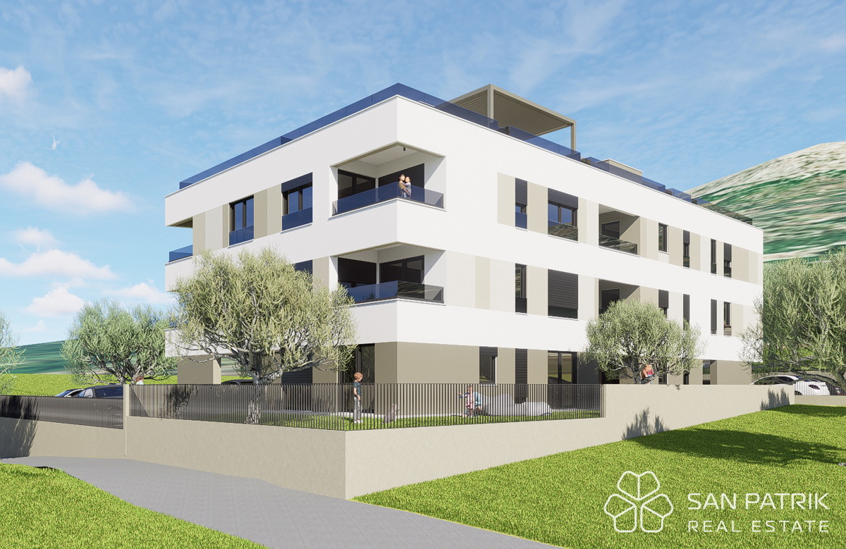 Novogradnja z razgledom na morje, 250 m od plaže, Podstrana