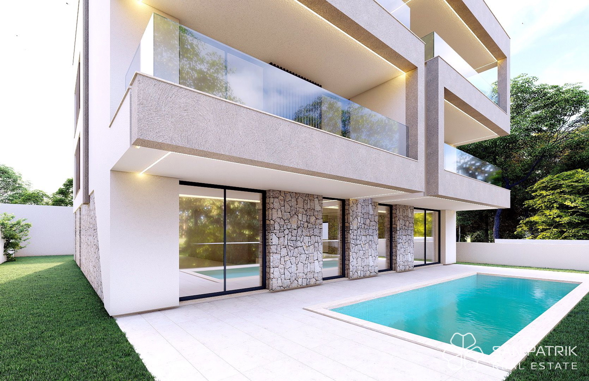 Kožino - Zadar: 3-sobna luksuzna novogradnja (86m2), 250m od morja, bazen