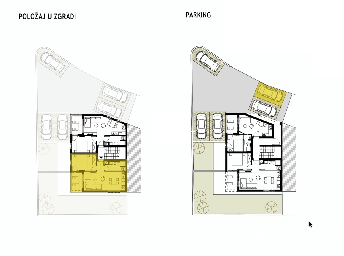 Novogradnja z razgledom na morje, 250 m od plaže, Podstrana