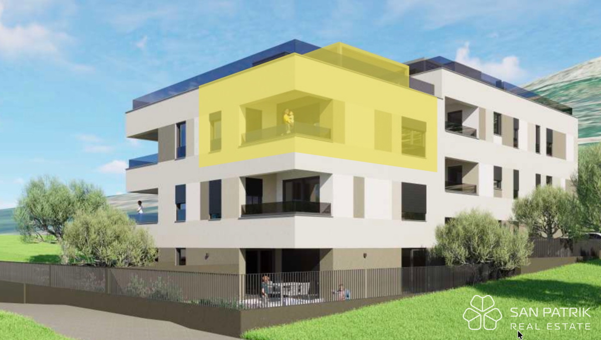 Novogradnja z razgledom na morje, 250 m od plaže, Podstrana