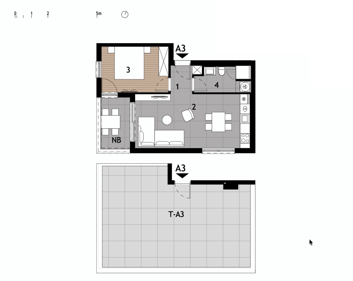Novogradnja z razgledom na morje, 250 m od plaže, Podstrana