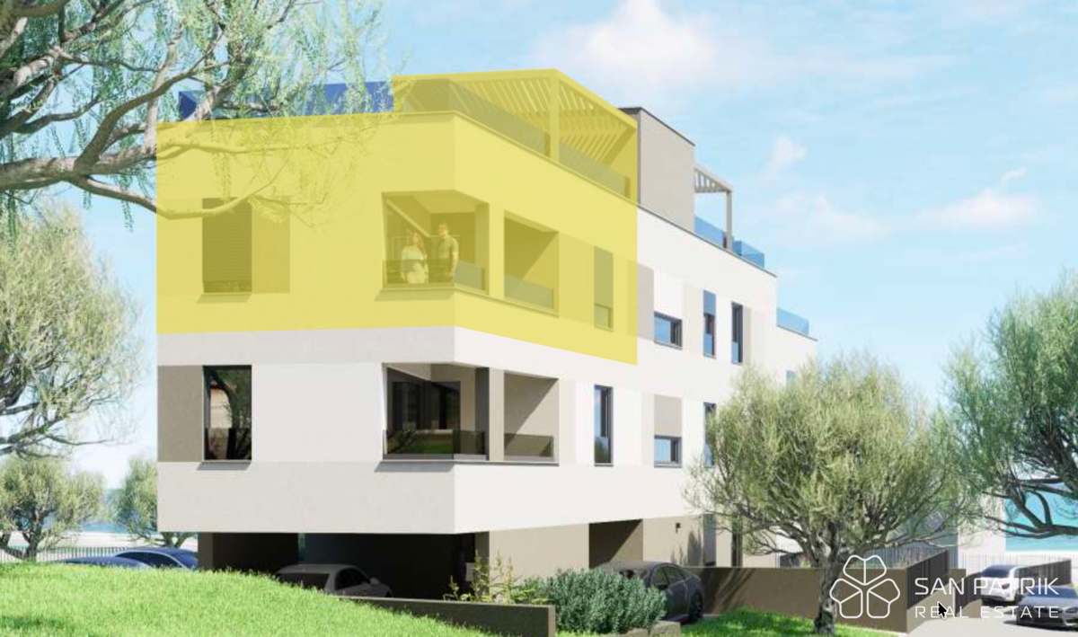 Novogradnja z razgledom na morje, 250 m od plaže, Podstrana