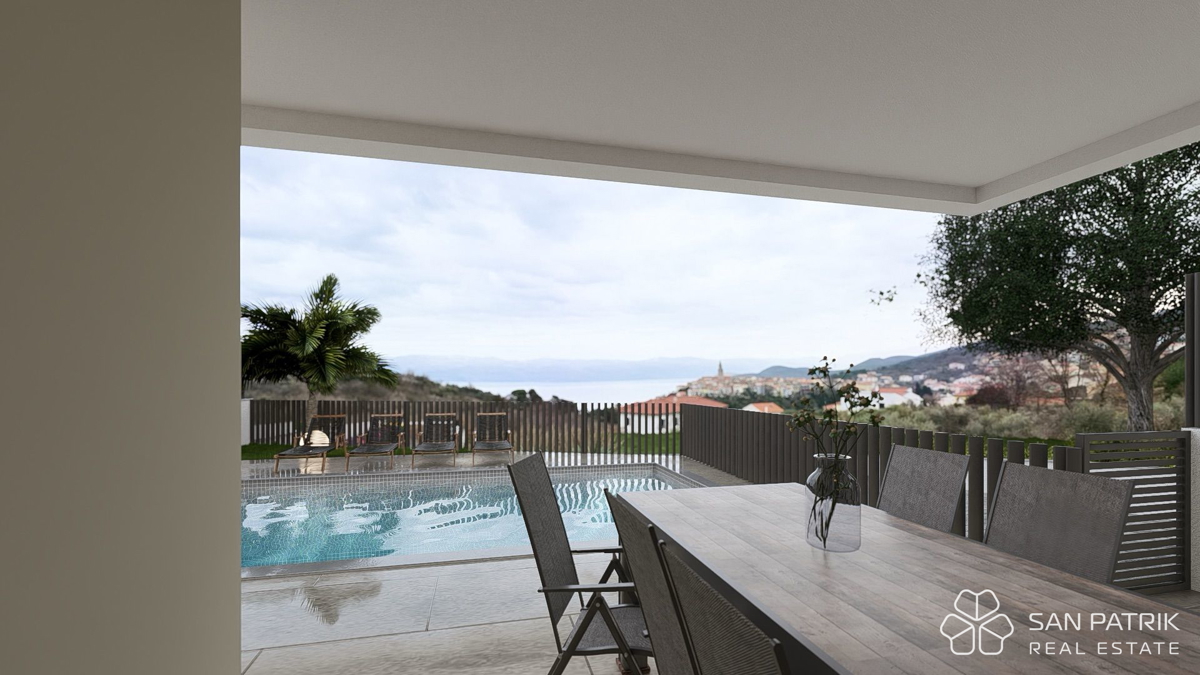 Eleganten apartma z bazenom in pogledom na morje – Vrbnik, otok Krk