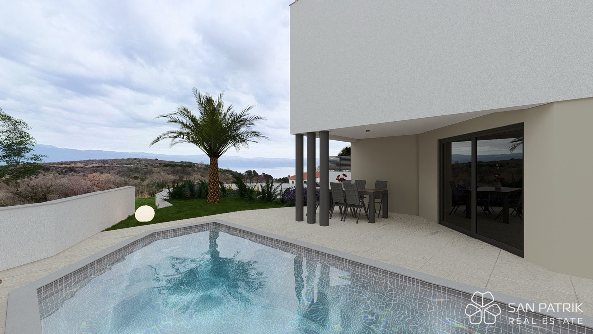 Eleganten apartma z bazenom in pogledom na morje – Vrbnik, otok Krk