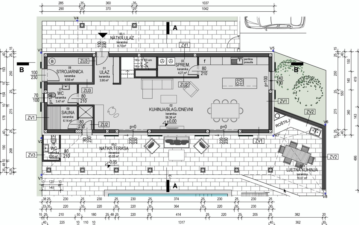 Moderna hiša s bazenom v naravnem okolju osrednje Istre