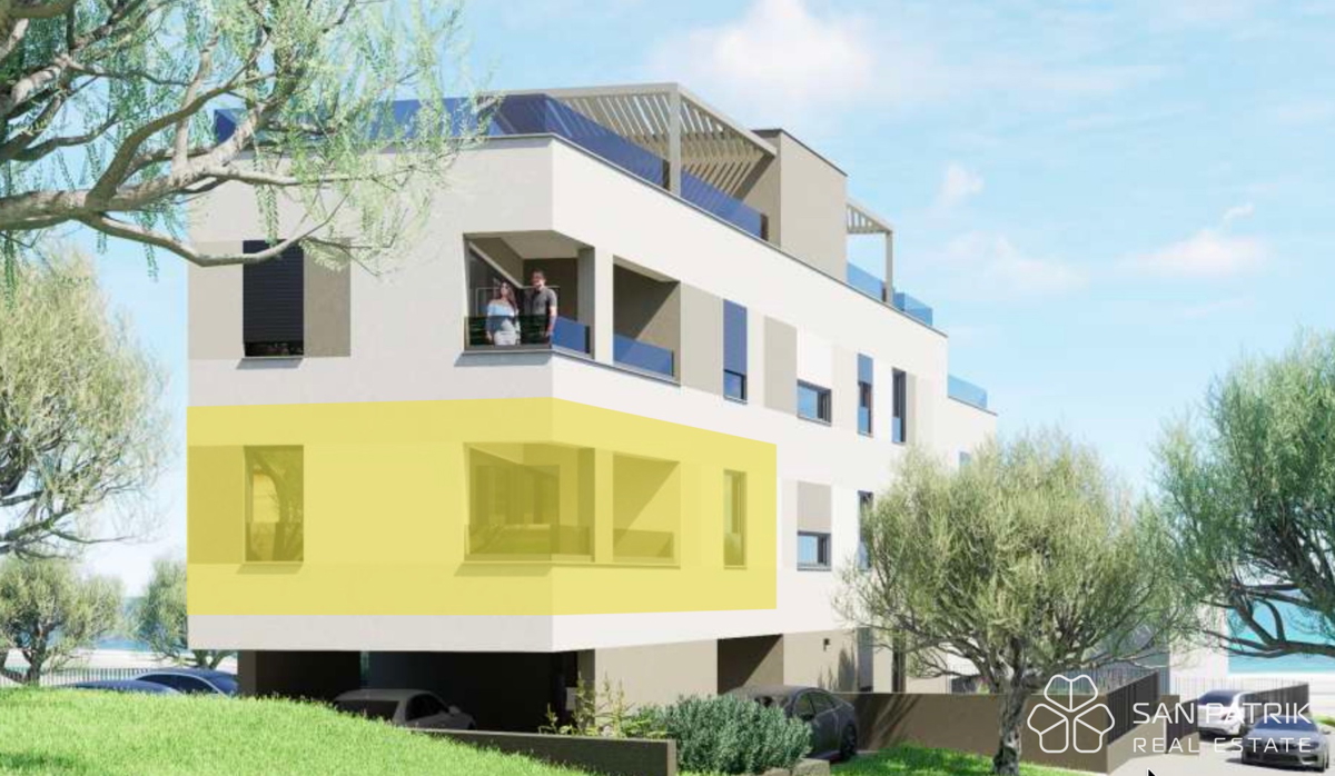 Novogradnja z razgledom na morje, 250 m od plaže, Podstrana