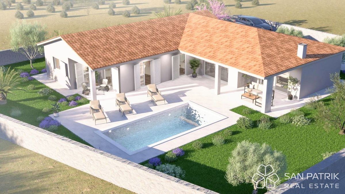 Sodobna pritlična hiša (130 m2) na mirni lokaciji v Istri, v bližini Labina