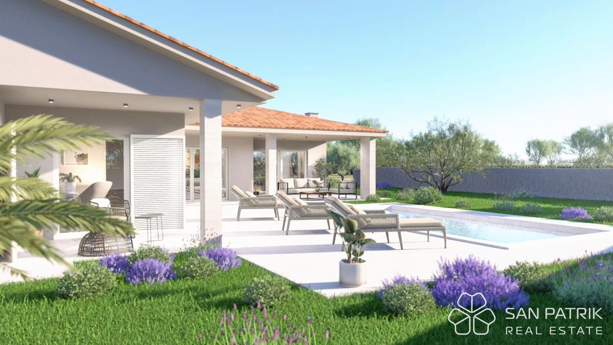 Sodobna pritlična hiša (130 m2) na mirni lokaciji v Istri, v bližini Labina